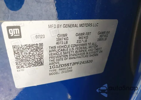 2023 Chevrolet Malibu Fwd 1Lt z USA, uszkodzony, nr VIN 1G1ZD5ST2PF241820